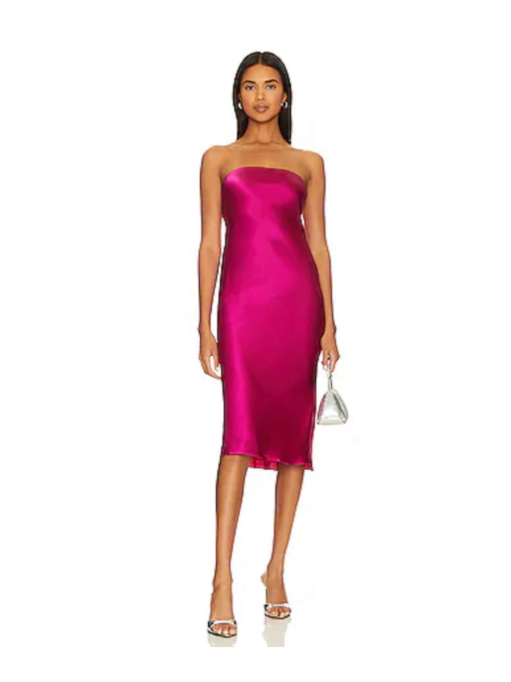 Women's Amanda Uprichard Pink Silk Midi Dress Size S